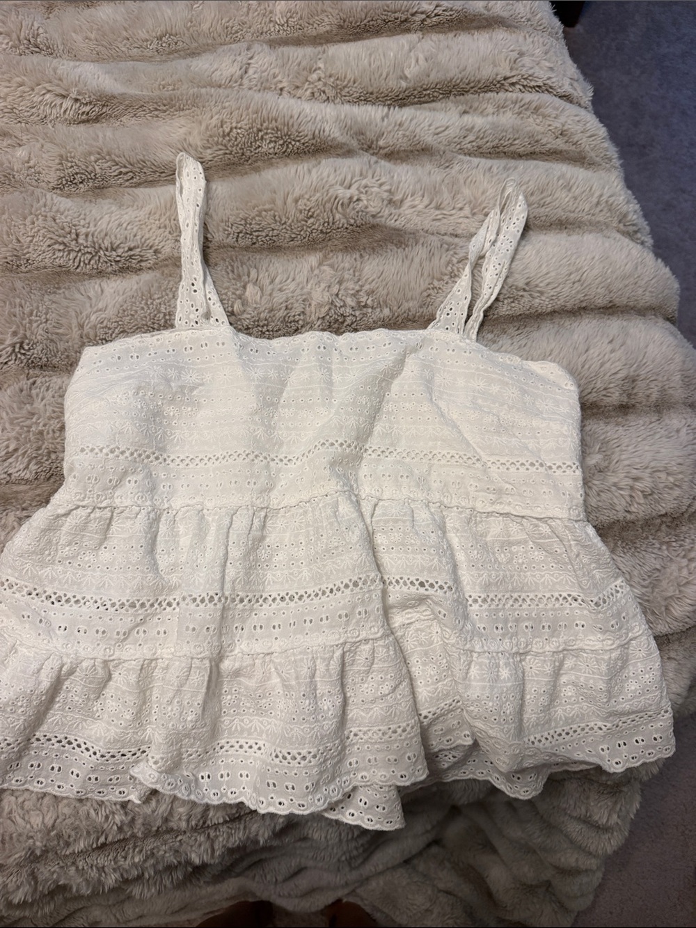 Aeropostale White Eyelet Peplum Tank Top